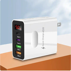 Dual USB & Type-C Digital Display Phone Charger