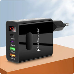 Dual USB & Type-C Digital Display Phone Charger